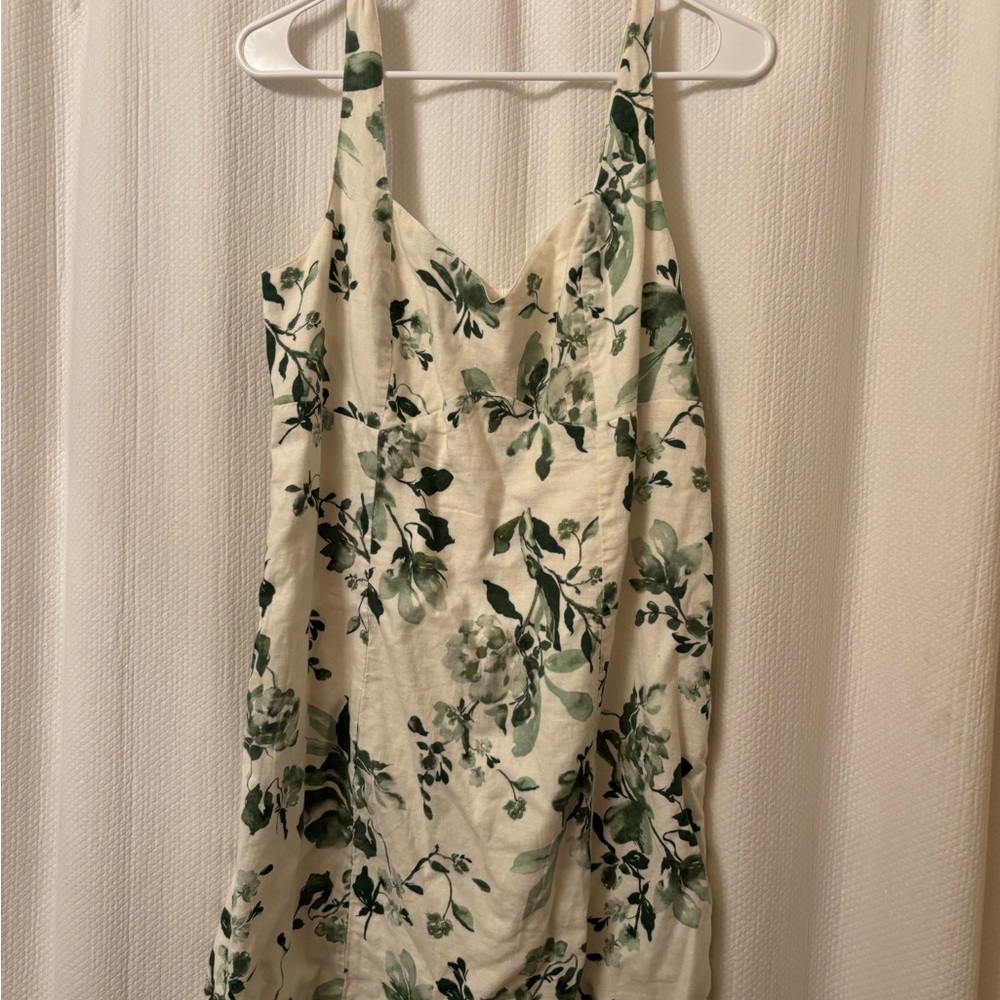 Abercrombie & Fitch Green Floral Linen Mini Dress